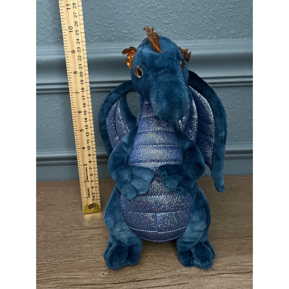 Douglas Plush Blue Dragon Stuffed Animal Toy Sparkle Wings Metallic Eyes